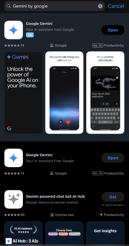 Google Gemini App for IOS