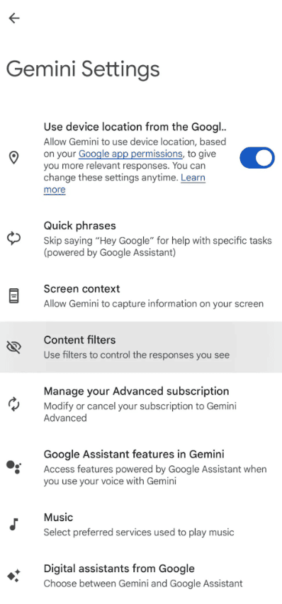 Google Gemini Content Filter