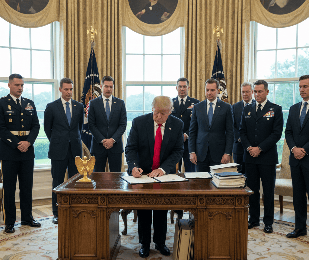 Trump signing the order