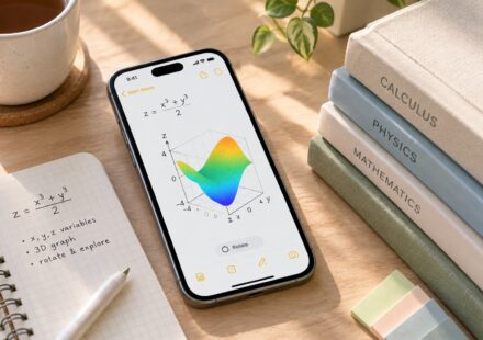 Apple Math Notes displaying an interactive 3D graph