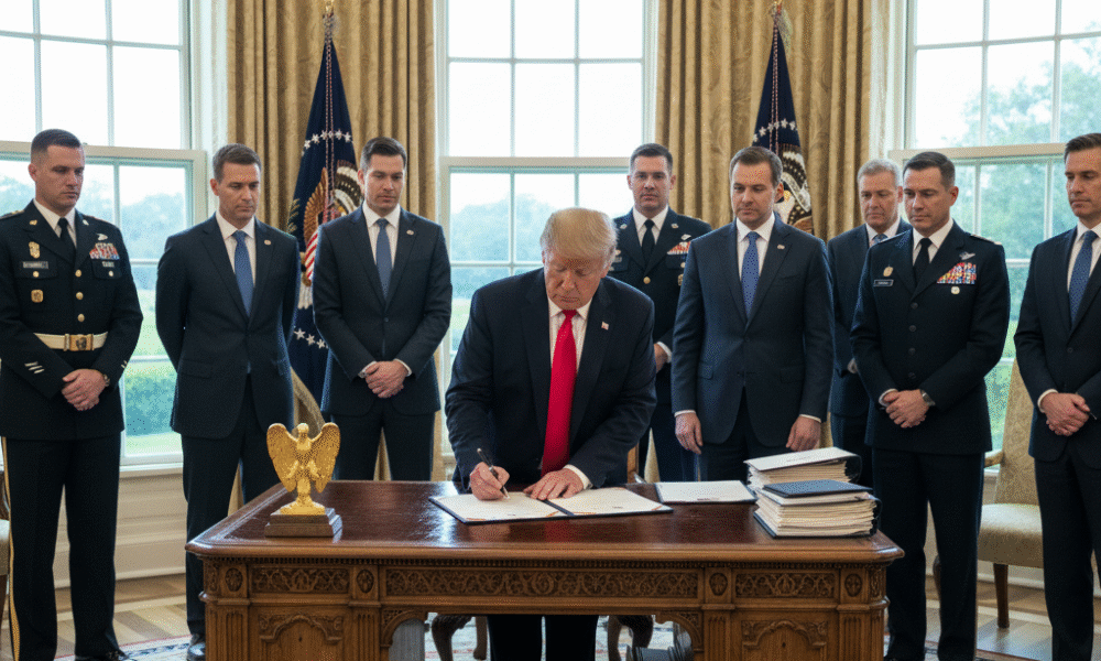 Trump signing the order