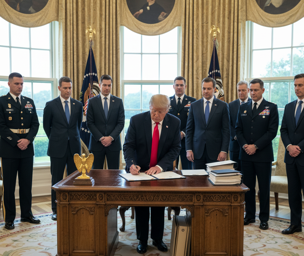Trump signing the order